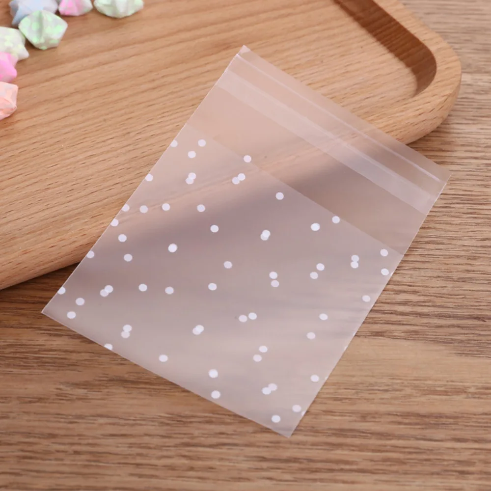 

100pcs Transparent Cellophane Polka Dot Cookie&Candy Bag Self-Adhesive Plastic Bags For Biscuits Snack Baking Package