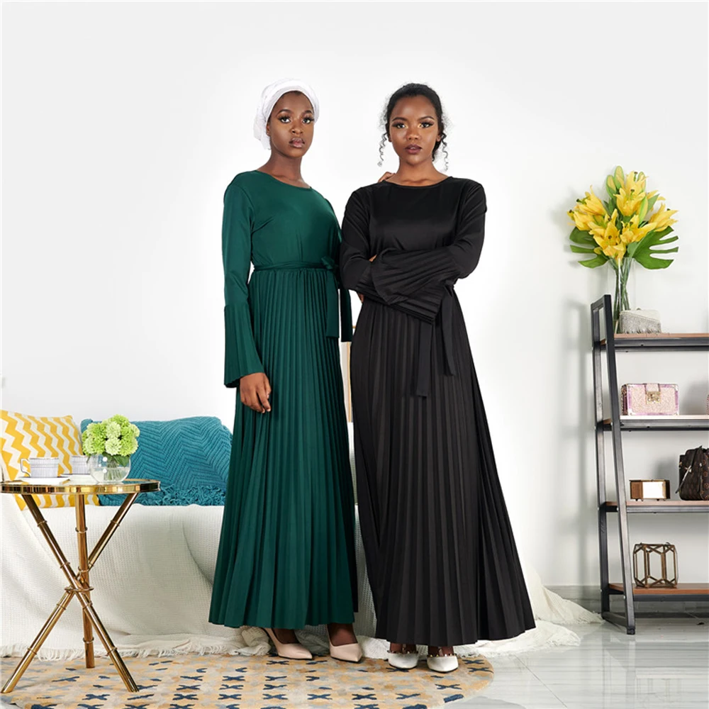 ИД Мубарак плиссированные Abaya хиджаб мусульманское платье Caftan Дубай Кафтан