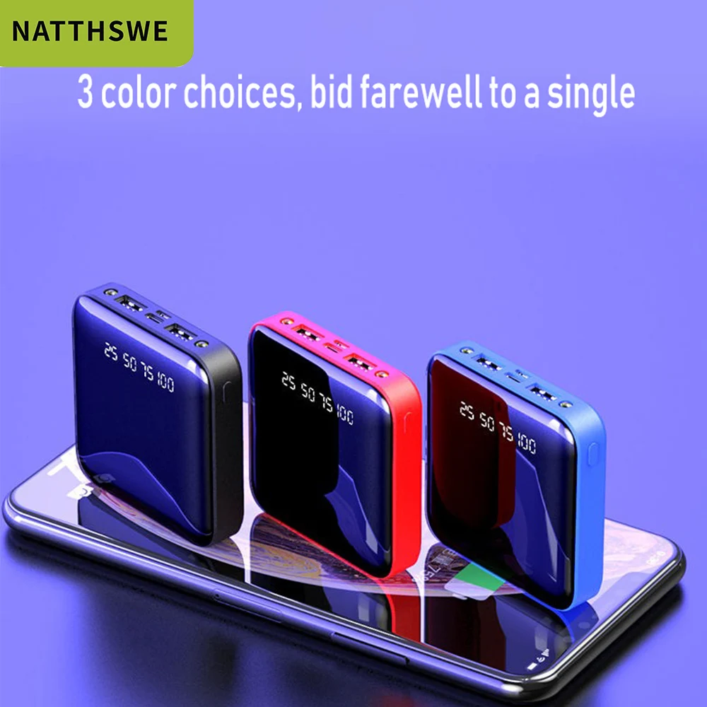 NATTHSWE mi ni power Bank 30000 мА/ч для iPhone 7 Xiaomi mi power bank Pover Bank зарядное устройство с двумя портами Usb внешний аккумулятор power bank