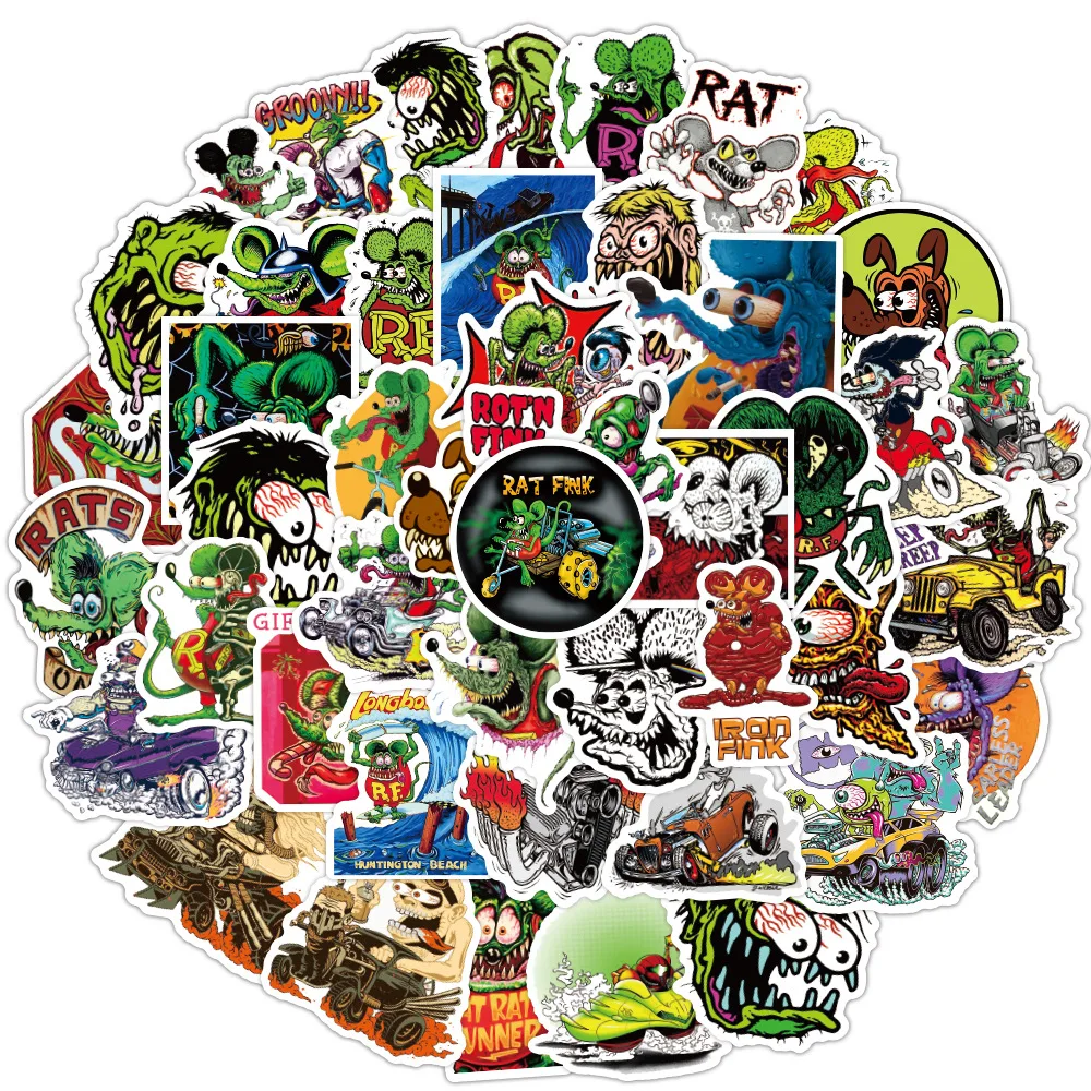 10/50pcs Rat fink Mouse Stickers for Mobile Phone Laptop Luggage Guitar Case Skateboard Bike Car Stickers