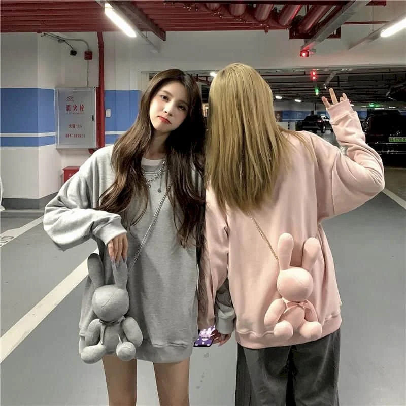 

Autumn Sweatshirt women's 2021 new Korean loose wild medium length Sweatshirt women's top