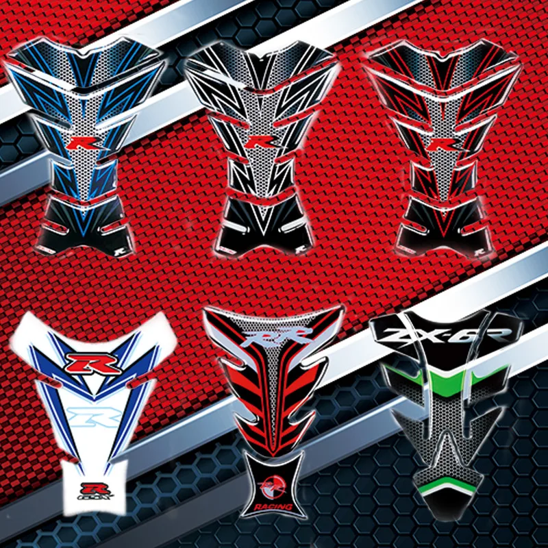 

FT001 Motorcycle Tank Pad 3D Fishbone Shape Fuel Tank Sticker Universal PVC Motorbike Decal for ZX6R CBR GSXR600/750 GSXR1000