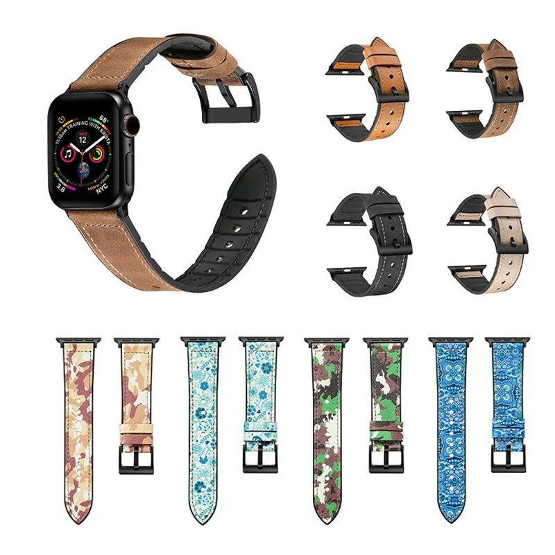 

Спортивный Камуфляжный ремешок из ТПУ для Apple Watch Band 40/44 мм Series 5 4 3 2 1, браслет с цветочным принтом для iWatch Band 38/42 мм, аксессуары
