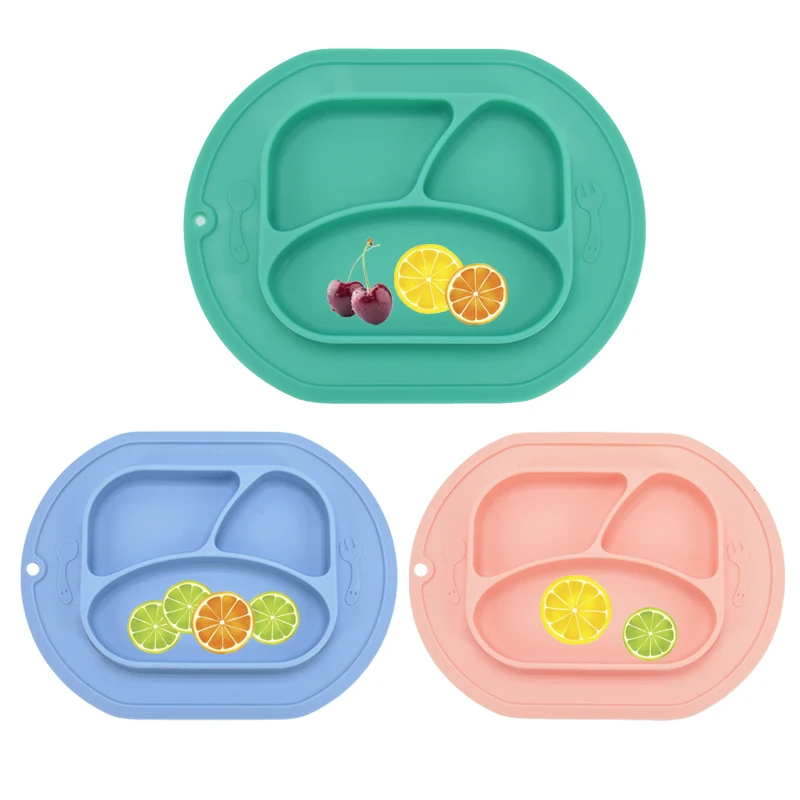 

Набор детских силиконовых тарелок, Водонепроницаемая силиконовая тарелка для кормления детей, нож, вилка, набор Non-silp, для тренировок
