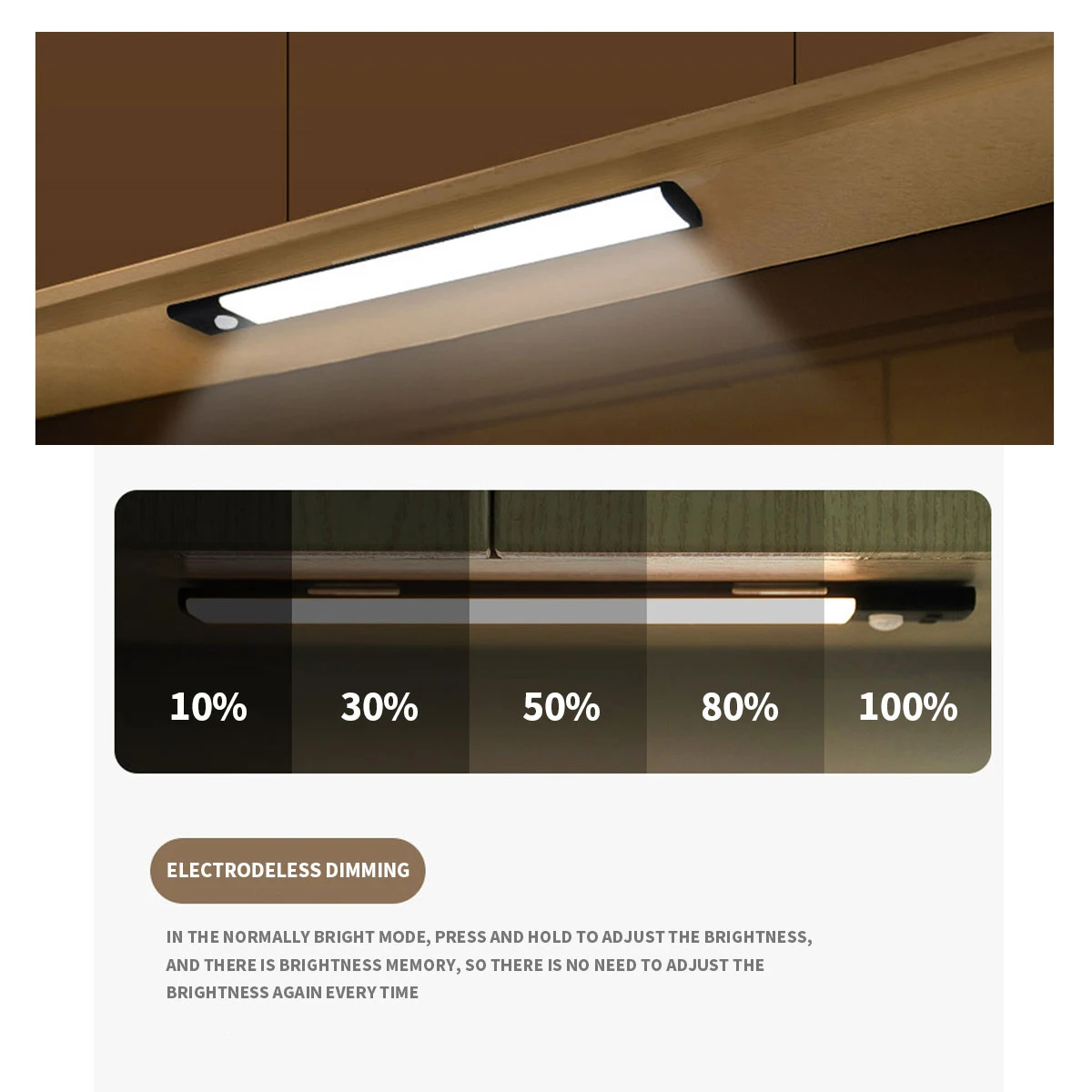 dimmable ultra thin led cabinet lighting three color temperature usb rechargeable 30cm pir motion sensor light for kitchen free global shipping