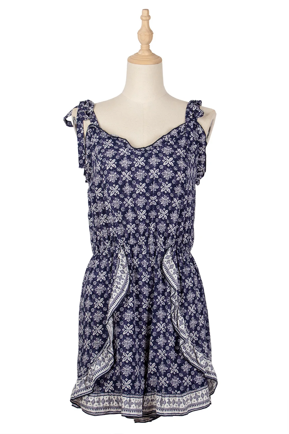 

Sexy print Leisure holiday style printed suspenders ruffled jumpsuit ladies 2021 summer new Sexy jumpsuits for women rompers