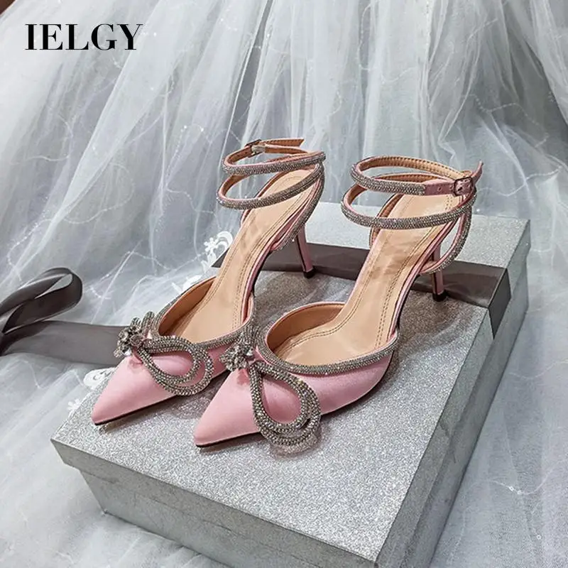 

Женские атласные сандалии с бантом, с острым носком, на высоком каблуке-шпильке