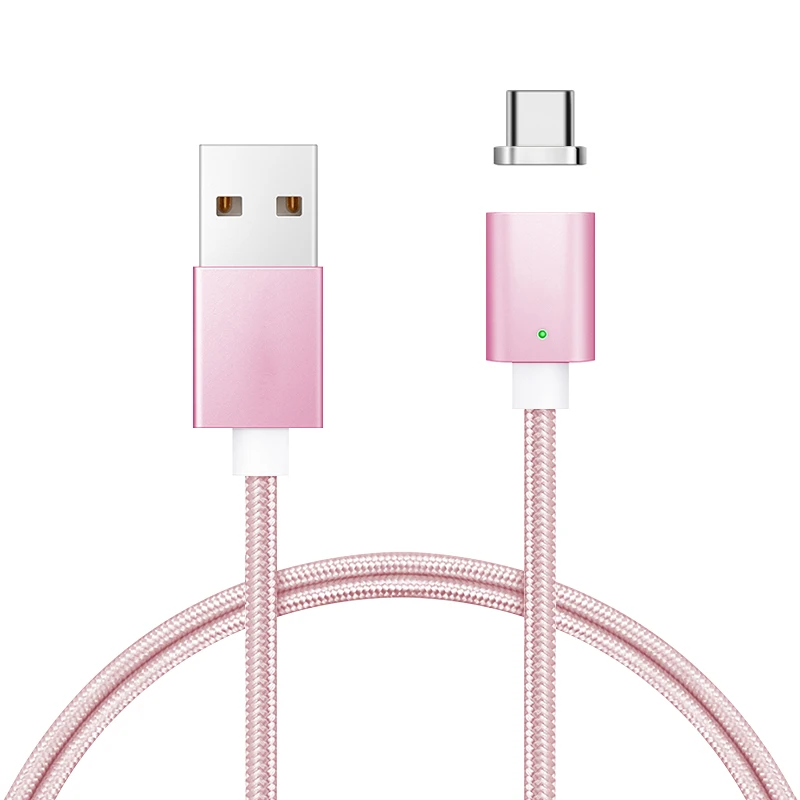 Pink Светодиодный магнитный кабель Micro usb type C супер быстрая зарядка телефона Microusb type-C магнитное зарядное устройство usb c для iphone huawei xiaomi - Цвет: Pink