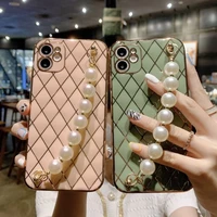 hoce plating pearl bracelet phone case for iphone 13 12 pro max mini 11 x xs xr 7 8 plus soft wrist band shockproof cover cases