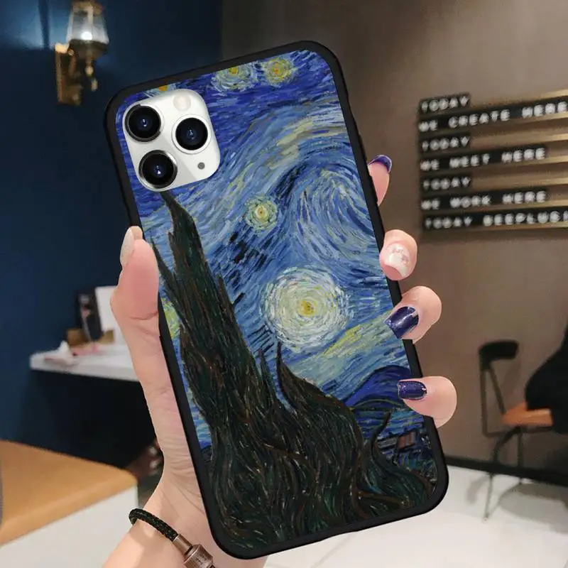 

oil van gogh Starry sky painting Phone Case for iPhone 11 12 pro XS MAX 8 7 6 6S Plus X 5S SE 2020 XR