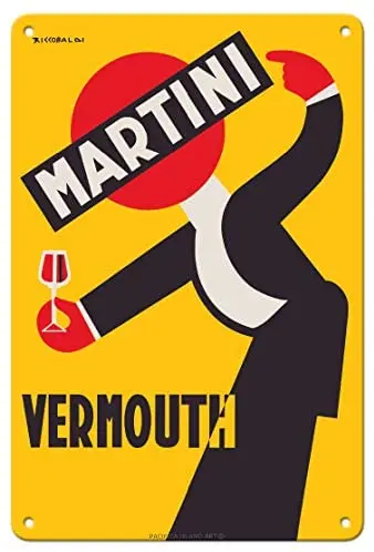 

Martini Vermouth Liquor - Martini & Rossi Advertising Poster by Giuseppe Riccobaldi c.1930 Metal Tin Sign