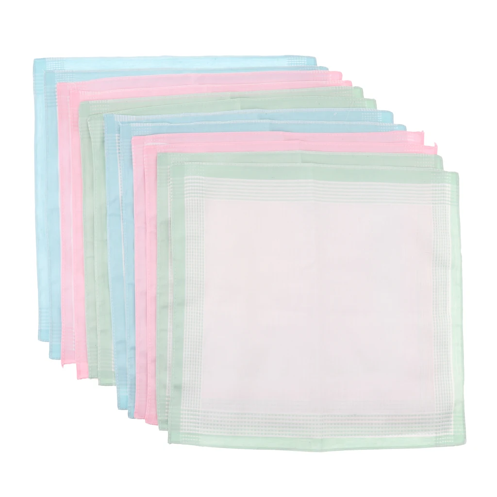 

12x Cotton Plaid Handkerchiefs Soft Square Pocket Towel for Business Men