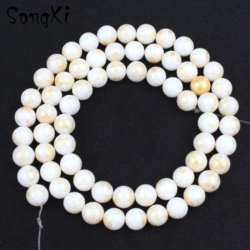 Оптовая продажа круглые бусины из натурального белого золота и яркого нефрита