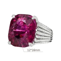 luxury trendy 1214mm ruby ring for women charms geometry classic platinum plating jewelry large gemstones banquet queen party