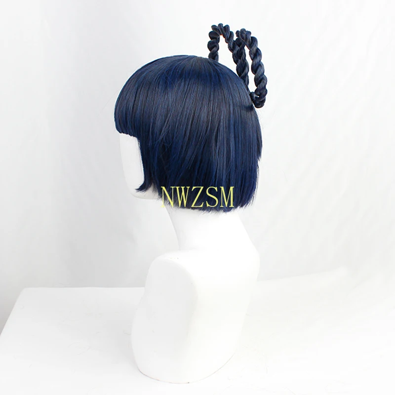 Genshin Impact Xiang Ling Blue Braid Cute Short Heat Resistant Synthetic Hair Carnival Halloween Party Cosplay + Free Wig Cap |