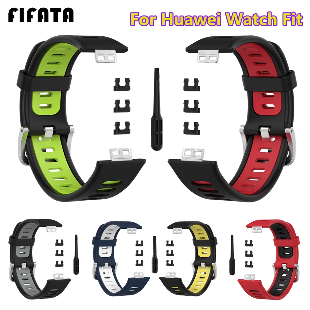 

FIFATA Silicone Band For Huawei Watch Fit Bracelet Replacement Watch Double Color For Huawei Fit Wrist Strap Accessories Correa