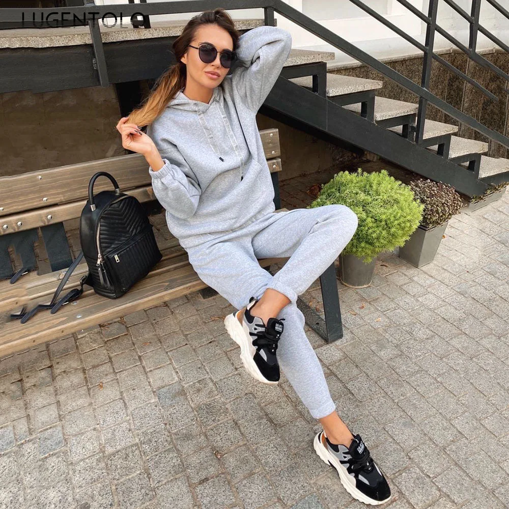 

Women Set Two-piece Autumn Casual Solid Hoodie Tops Long Sleeve Women's New Fashion Sports Set Two-piece Sets Lugentolo