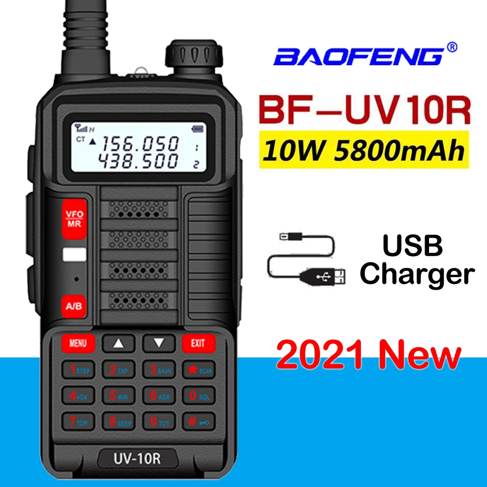 

Baofeng 2021 New Professional Walkie Talkie UV 10R 30km 128 Channels VHF UHF Dual Band Two Way CB Ham Radio Baofeng UV-10R plus