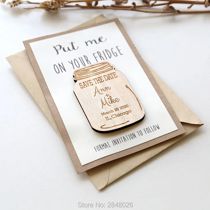 Rustic Wedding Mason Jar Save the Date Magnet Unique wedding favor | Дом и сад