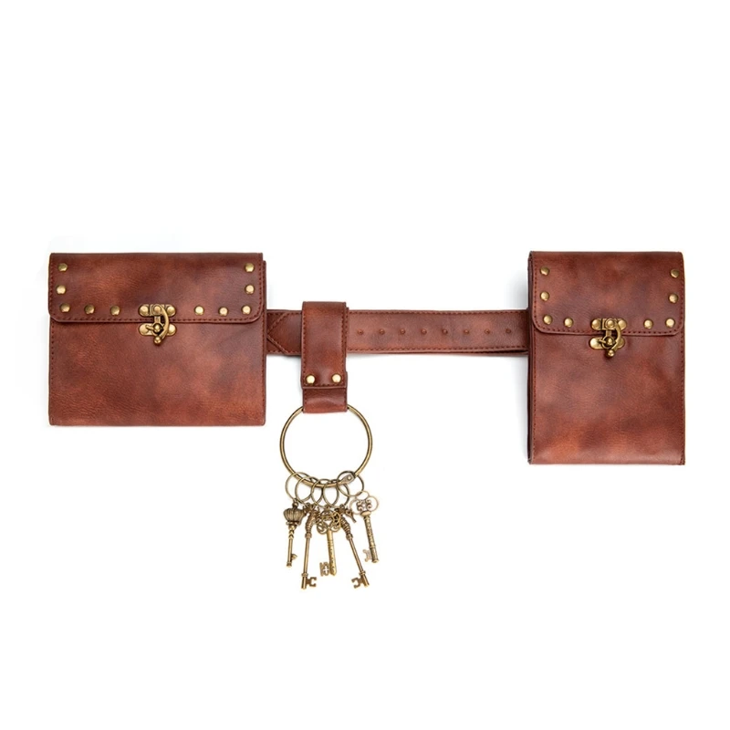 Винтажный кожаный поясной кошелек для женщин и мужчин двойная сумка в стиле