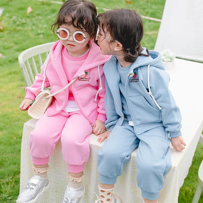 Комплект одежды для детей спортивный костюм на флисе девочек осенне-зимний