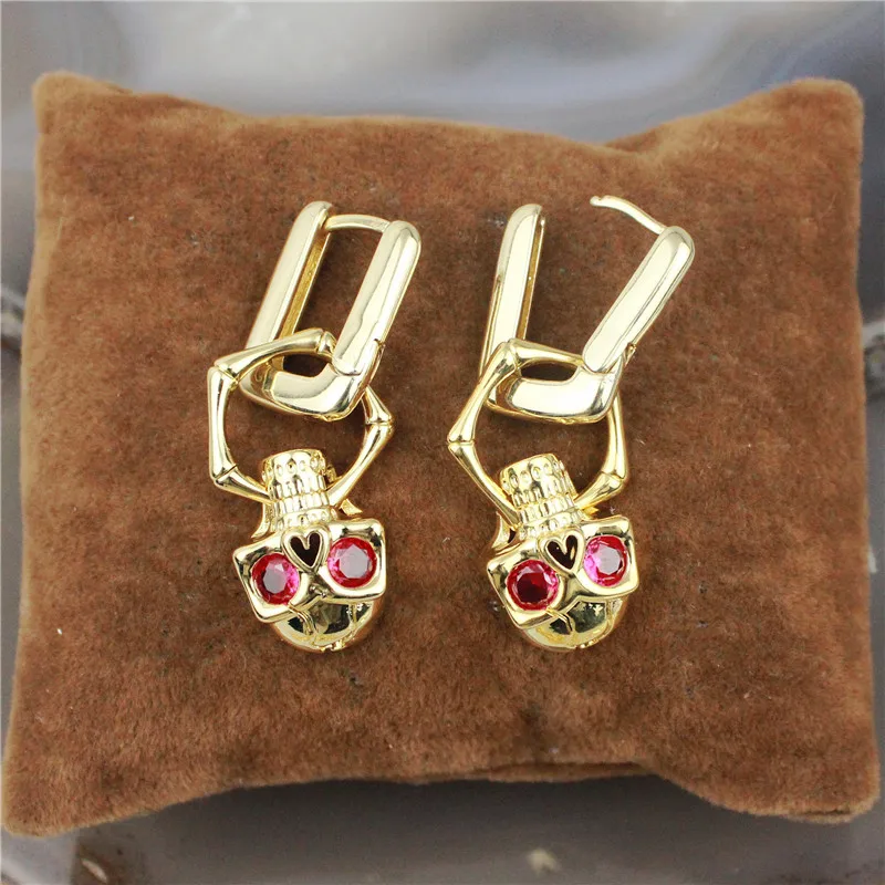 5 пара/лот Модные cz серьги в виде красочного черепа форма фианит компонент