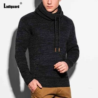 ladiguard 2021 autumn winter knitted sweater plus size men hooded top streetwear long sleeve casual pullovers sexy mens clothing