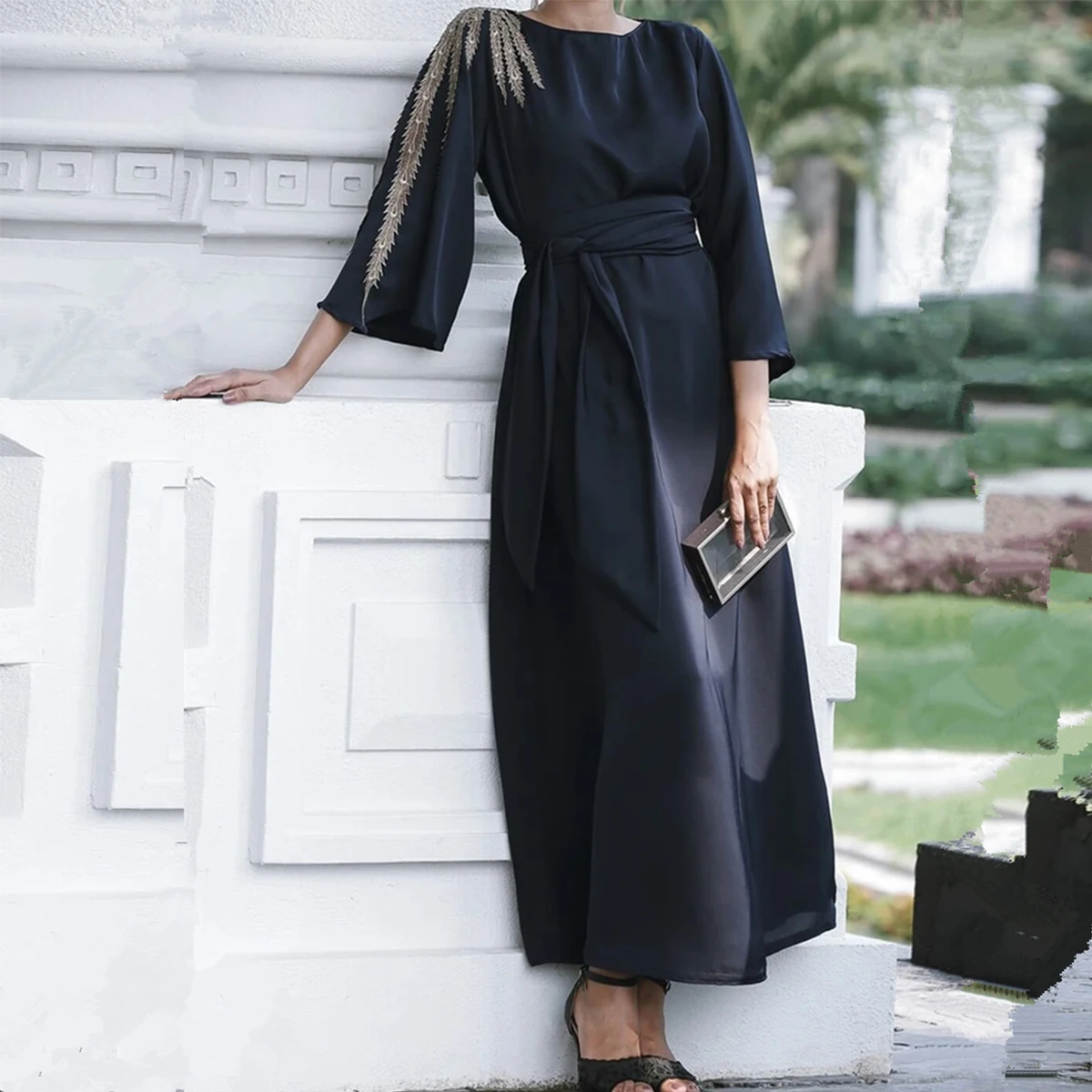 

Muslim Fashion Hijab Dress Satin Abaya Dubai Turkey Maxi Dresses for Women Eid Mubarak Islam Clothing Kaftan Robe Longue Femme