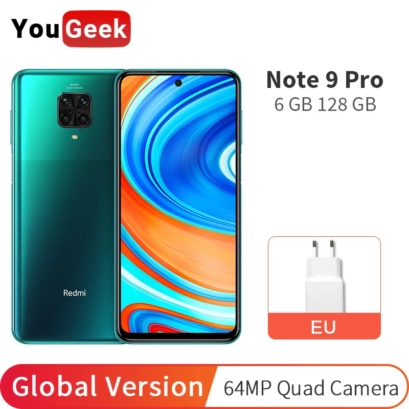 Xiaomi Redmi Note 9 Pro 128 ГБ ROM 6 Гб RAM Snapdragon 720 64MP Quad Camera 5020 мАч NFC мобильный телефон 67 &quotFHD + |