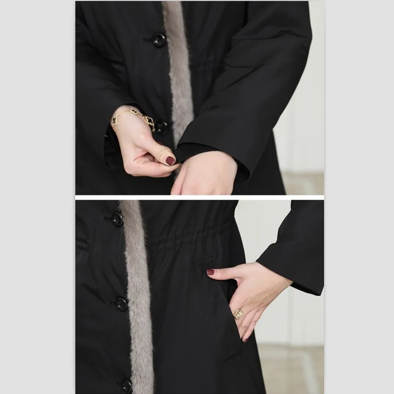 Парка из натурального меха кролика шуба норки Меховая куртка женские пальто