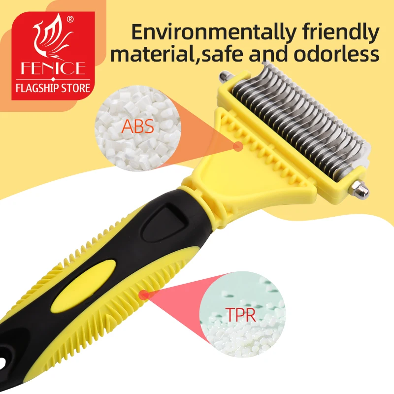 

Fenice 2 Sided PetFur Knot Comb Dog Grooming Shedding Tools Pet Cat Hair Removal Comb Brush Double sided Pet Products Suppliers