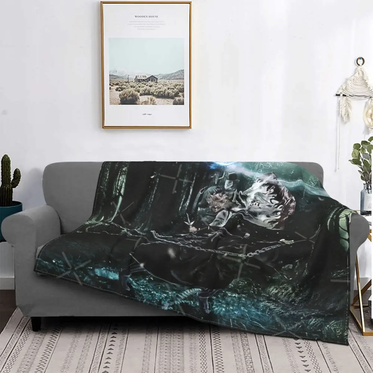 

Manta con capucha para cama, colcha a cuadros, manta de Anime, nueva versión