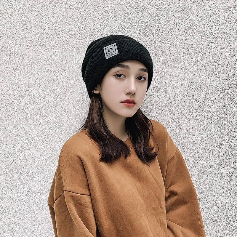 Зимняя женская шапка с логотипом бэнни однотонные шерстяные утепленные шапки