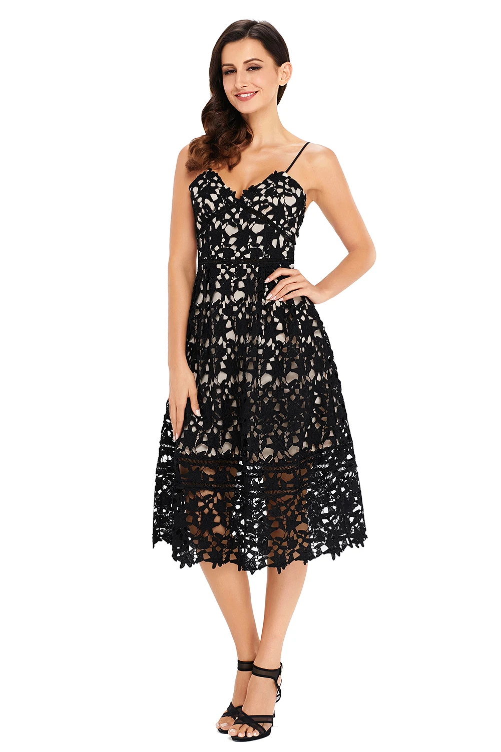 Соблазнительное черное кружевное элегантное вечернее платье ADEWEL женские