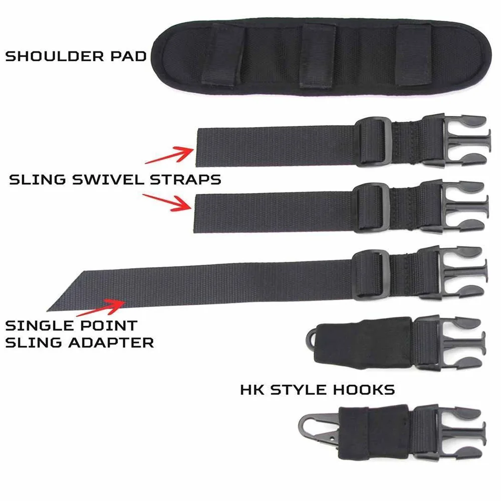 

Tactical Adjustable Gun Sling Strap 2 Point 1000D Gun Rope Heavy Duty Bungee Airsoft Strap