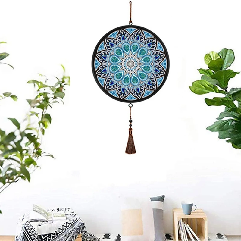 

5D Alien Blue Flower DIY Diamond Painting Tassel Pendants Cross Stitch Kits Resin Rhinestones Glitter Shape Home Decor