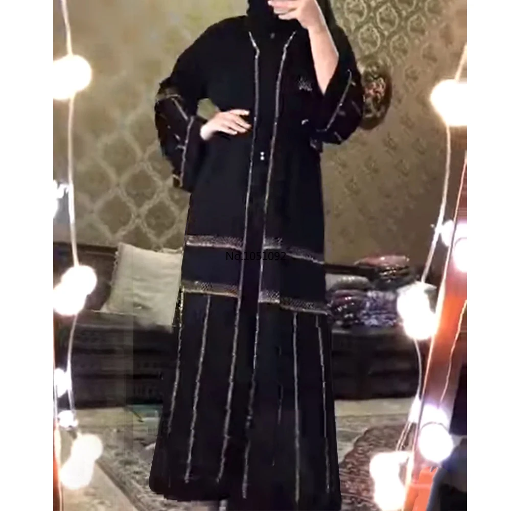 Женское длинное хиджаб черное платье кимоно мусульманская одежда Caftan Marocain
