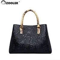 zooler business women bags genuine leather handbag embossed high quality luxury skin leather shoulder bags designer black yc229