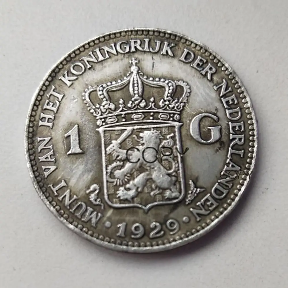 Копия посеребренной монеты 1929 Нидерланды 1 Gulden Wilhelmina