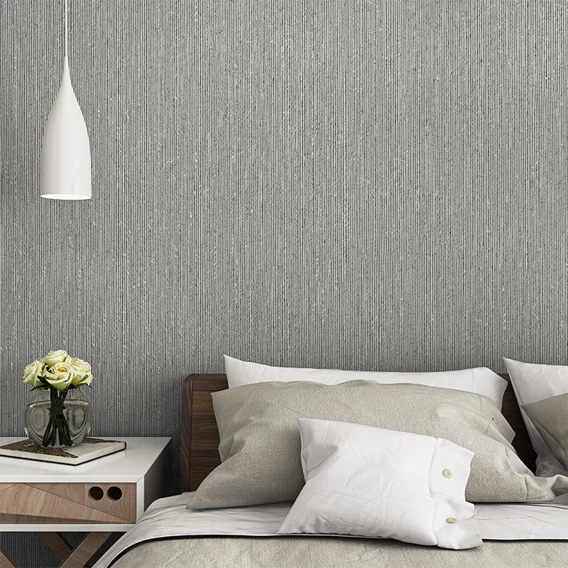 Современная однотонная настенная бумага домашний декор нетканые тонкие полосы