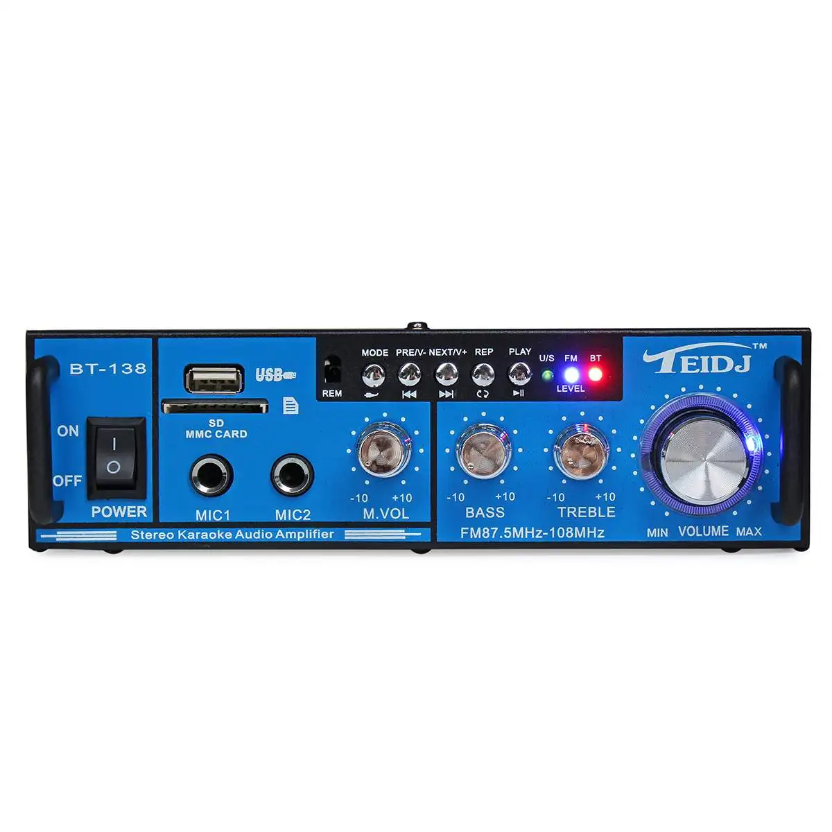 800 Вт 12 В/220 В 2,0 канальный Hifi bluetooth автомобильный аудио усилитель мощности домашний кинотеатр усилители SD fm-радио Музыка Караоке W/двойной микрофон