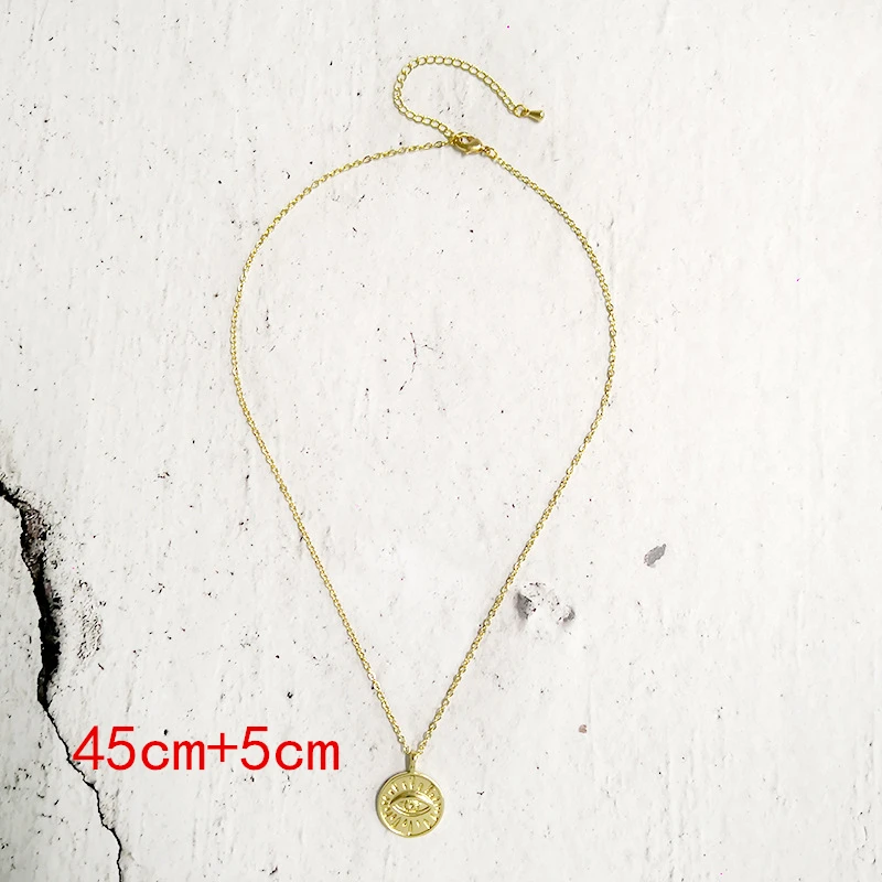 Монета золотого цвета дьявольские глаза ожерелье подвеска колье для женщин