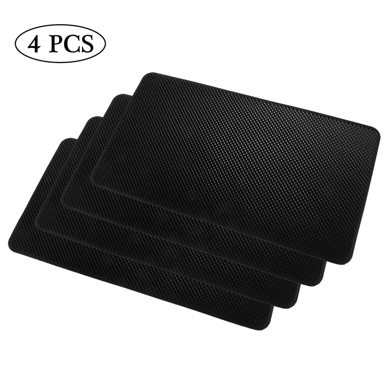 

Car Anti-skid Mat, Oversized Grid, Car Dashboard, Car Interior Mobile Phone Anti-slip Productsâ€”4 Pcs/set 30*20.5*1cm Black