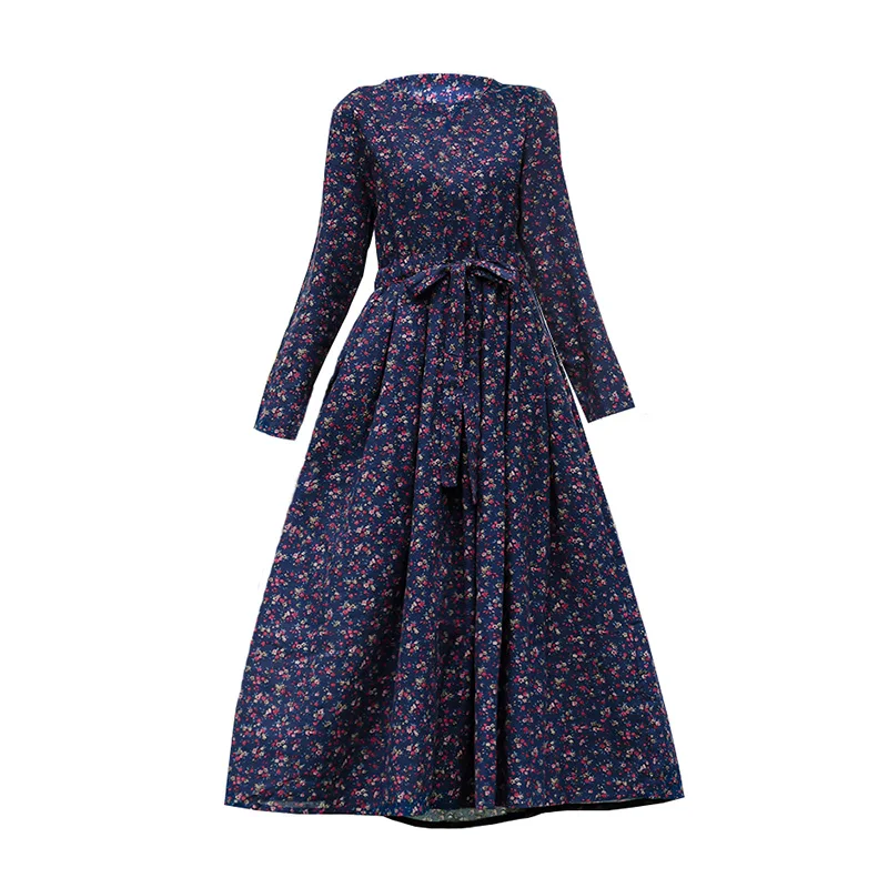 AYUNSUE 2020 винтажное весеннее платье для женщин с длинным рукавом хлопковое льняное