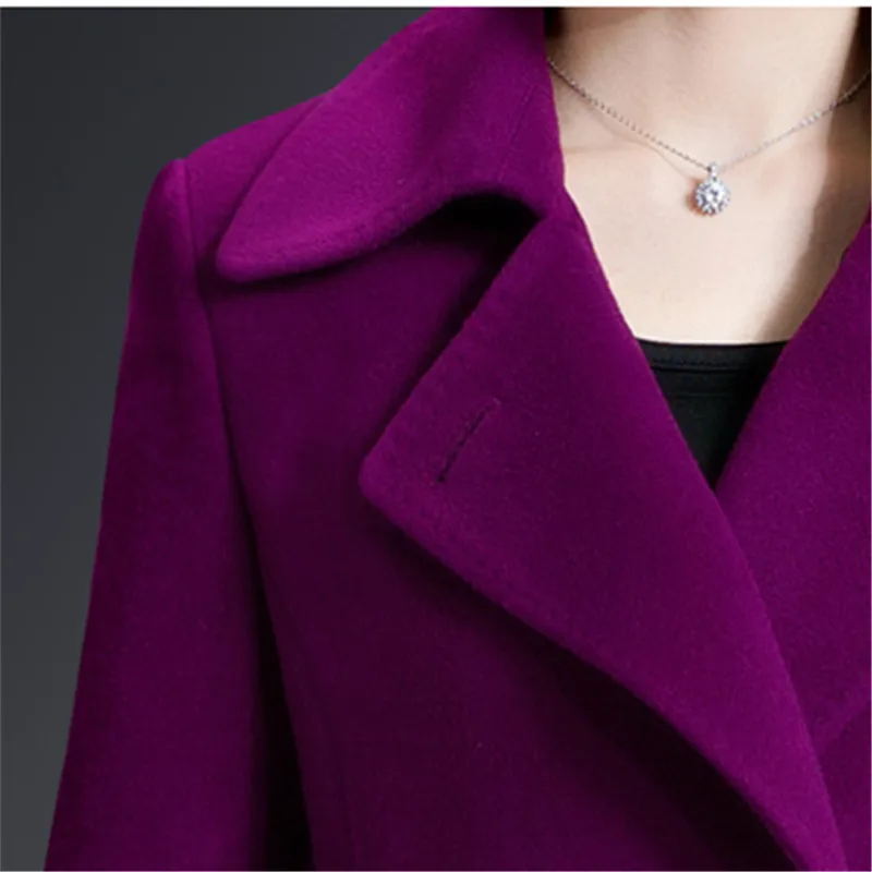 

Women Woolen Coat Autumn Winter Elegant Long Coat Female Jacket Wool Blends Coat High Quality