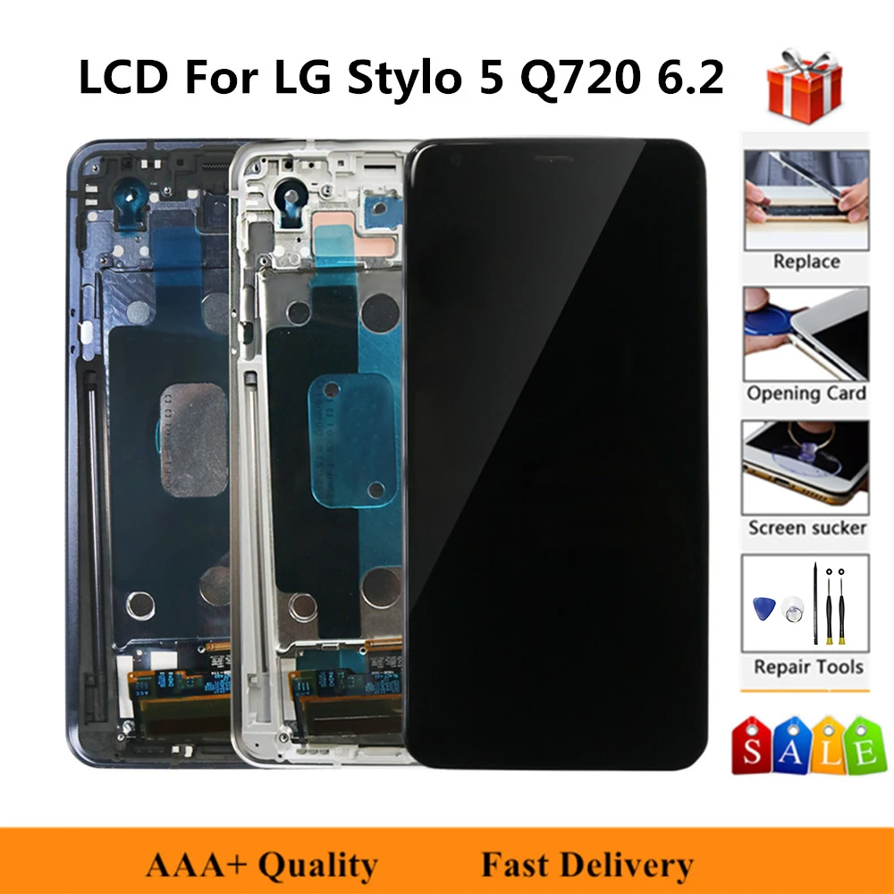 

LCD Display For LG Stylo 5 Q720 LM-Q720CS Q720QM6 Q720MS Q720TSW Q720QM Touch Screen Digitizer Assembly Replacemment + Frame