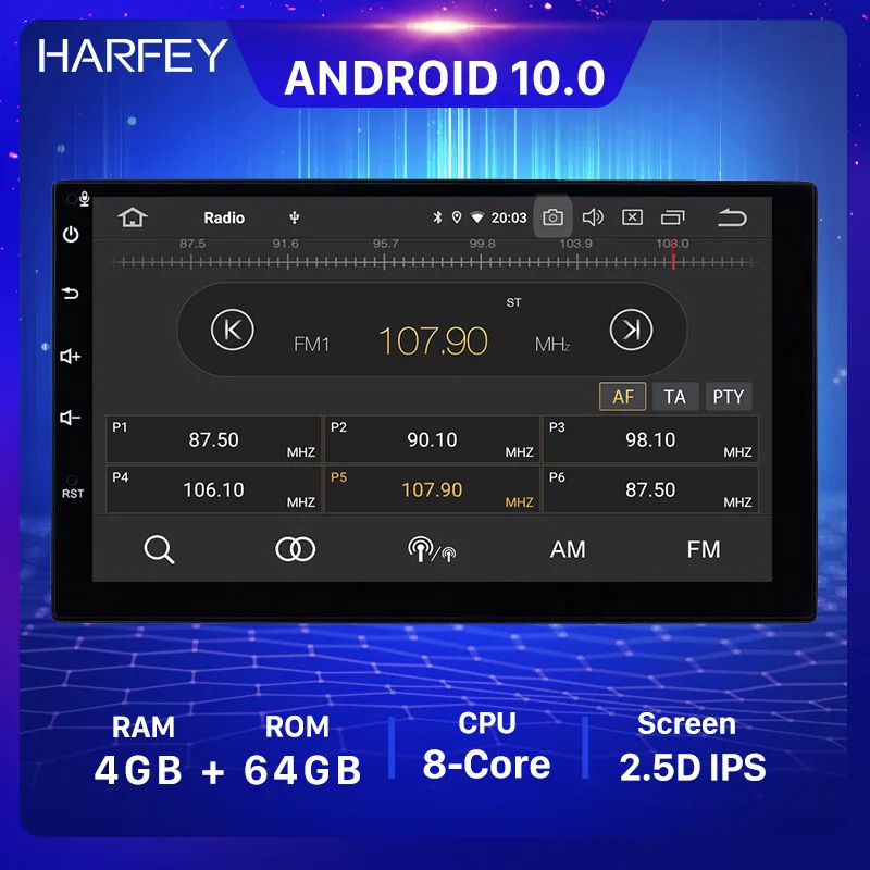 Harfey 4 + 64 ГБ Android 10 0 GPS для универсального NISSAN TOYOTA YARIS RAV4 VIOS QASHQAI 4runner COROLLA VIZI CAMRY