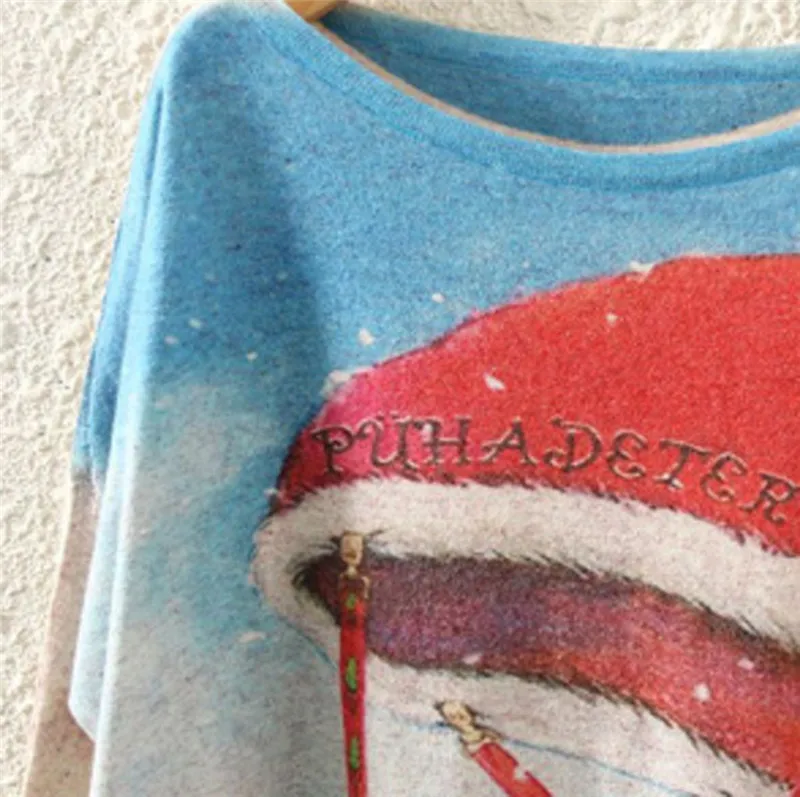 Женский свитер navidad новинка рукав летучая мышь круглый вырез Рождественский