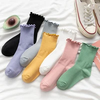 the new fashion ladies socks are simple and versatile in many colors breathable and comfortable cotton crew socks