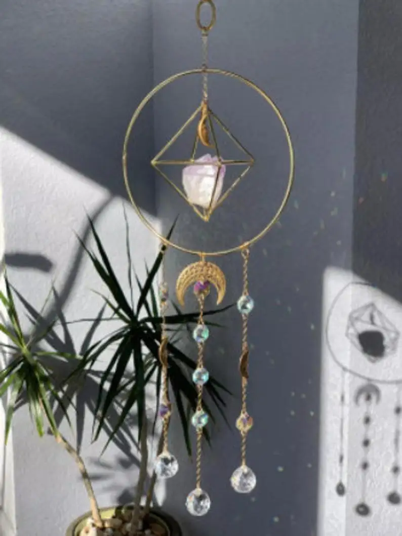 

Suncatchers for Windows Crystal Light Catcher Prism Bohemia Scred Hanging Suncatcher Boho Witchy Moon Celestial Rainbow Maker